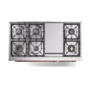 Nostalgie II 48 UP48FQNMPEGP Freestanding Dual Fuel Range with 8 Sealed Burners with Griddle Double Oven with Solid Door with Copper knobs view 3