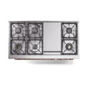 Nostalgie II 48 UP48FQNMPMBP Freestanding Dual Fuel Range with 8 Sealed Burners with Griddle Double Oven with Solid Door with Copper knobs view 3