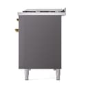 Nostalgie II 48 UP48FQNMPMGG Freestanding Dual Fuel Range with 8 Sealed Burners with Griddle Double Oven with Solid Door with Brass knobs view 5