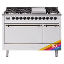 Nostalgie II 48 UP48FQNMPRAB Freestanding Dual Fuel Range with 8 Sealed Burners with Griddle Double Oven with Solid Door with Bronze knobs view 1