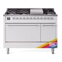 Nostalgie II 48 UP48FQNMPRAC Freestanding Dual Fuel Range with 8 Sealed Burners with Griddle Double Oven with Solid Door with Chrome knobs view 1