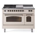 Nostalgie II 48 UP48FSNMPAWB Freestanding Dual Fuel Range with 5 Sealed Burners with Griddle and French Top Double Oven with Triple Glass Door with Bronze knobs view 1