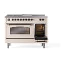 Nostalgie II 48 UP48FSNMPAWB Freestanding Dual Fuel Range with 5 Sealed Burners with Griddle and French Top Double Oven with Triple Glass Door with Bronze knobs view 5