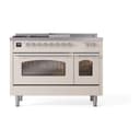 Nostalgie II 48 UP48FSNMPAWC Freestanding Dual Fuel Range with 5 Sealed Burners with Griddle and French Top Double Oven with Triple Glass Door with Chrome knobs view 2