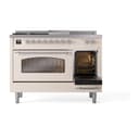 Nostalgie II 48 UP48FSNMPAWC Freestanding Dual Fuel Range with 5 Sealed Burners with Griddle and French Top Double Oven with Triple Glass Door with Chrome knobs view 5
