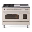 Nostalgie II 48 UP48FSNMPAWC Freestanding Dual Fuel Range with 5 Sealed Burners with Griddle and French Top Double Oven with Triple Glass Door with Chrome knobs view 1