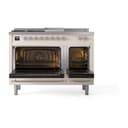 Nostalgie II 48 UP48FSNMPAWC Freestanding Dual Fuel Range with 5 Sealed Burners with Griddle and French Top Double Oven with Triple Glass Door with Chrome knobs view 3