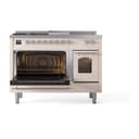 Nostalgie II 48 UP48FSNMPAWC Freestanding Dual Fuel Range with 5 Sealed Burners with Griddle and French Top Double Oven with Triple Glass Door with Chrome knobs view 4