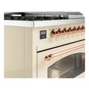 Nostalgie II 48 UP48FSNMPAWP Freestanding Dual Fuel Range with 5 Sealed Burners with Griddle and French Top Double Oven with Triple Glass Door with Copper knobs view 7