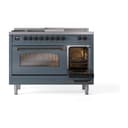 Nostalgie II 48 UP48FSNMPBGB Freestanding Dual Fuel Range with 5 Sealed Burners with Griddle and French Top Double Oven with Triple Glass Door with Bronze knobs view 5