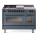 Nostalgie II 48 UP48FSNMPBGB Freestanding Dual Fuel Range with 5 Sealed Burners with Griddle and French Top Double Oven with Triple Glass Door with Bronze knobs view 1