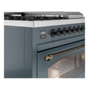 Nostalgie II 48 UP48FSNMPBGB Freestanding Dual Fuel Range with 5 Sealed Burners with Griddle and French Top Double Oven with Triple Glass Door with Bronze knobs view 7