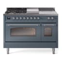 Nostalgie II 48 UP48FSNMPBGC Freestanding Dual Fuel Range with 5 Sealed Burners with Griddle and French Top Double Oven with Triple Glass Door with Chrome knobs view 1