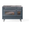 Nostalgie II 48 UP48FSNMPBGC Freestanding Dual Fuel Range with 5 Sealed Burners with Griddle and French Top Double Oven with Triple Glass Door with Chrome knobs view 2