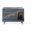 Nostalgie II 48 UP48FSNMPBGC Freestanding Dual Fuel Range with 5 Sealed Burners with Griddle and French Top Double Oven with Triple Glass Door with Chrome knobs view 5