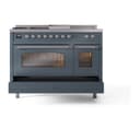 Nostalgie II 48 UP48FSNMPBGC Freestanding Dual Fuel Range with 5 Sealed Burners with Griddle and French Top Double Oven with Triple Glass Door with Chrome knobs view 6