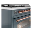 Nostalgie II 48 UP48FSNMPBGP Freestanding Dual Fuel Range with 5 Sealed Burners with Griddle and French Top Double Oven with Triple Glass Door with Copper knobs view 7