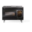 Nostalgie II 48 UP48FSNMPBKB Freestanding Dual Fuel Range with 5 Sealed Burners with Griddle and French Top Double Oven with Triple Glass Door with Bronze knobs view 5