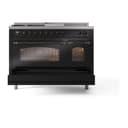 Nostalgie II 48 UP48FSNMPBKB Freestanding Dual Fuel Range with 5 Sealed Burners with Griddle and French Top Double Oven with Triple Glass Door with Bronze knobs view 6