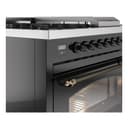 Nostalgie II 48 UP48FSNMPBKB Freestanding Dual Fuel Range with 5 Sealed Burners with Griddle and French Top Double Oven with Triple Glass Door with Bronze knobs view 7