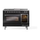 Nostalgie II 48 UP48FSNMPBKC Freestanding Dual Fuel Range with 5 Sealed Burners with Griddle and French Top Double Oven with Triple Glass Door with Chrome knobs view 5