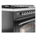 Nostalgie II 48 UP48FSNMPBKC Freestanding Dual Fuel Range with 5 Sealed Burners with Griddle and French Top Double Oven with Triple Glass Door with Chrome knobs view 7