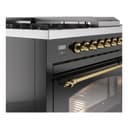 Nostalgie II 48 UP48FSNMPBKG Freestanding Dual Fuel Range with 5 Sealed Burners with Griddle and French Top Double Oven with Triple Glass Door with Brass knobs view 7