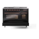 Nostalgie II 48 UP48FSNMPBKP Freestanding Dual Fuel Range with 5 Sealed Burners with Griddle and French Top Double Oven with Triple Glass Door with Copper knobs view 6