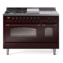 Nostalgie II 48 UP48FSNMPBUB Freestanding Dual Fuel Range with 5 Sealed Burners with Griddle and French Top Double Oven with Triple Glass Door with Bronze knobs view 1