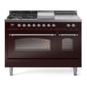 Nostalgie II 48 UP48FSNMPBUC Freestanding Dual Fuel Range with 5 Sealed Burners with Griddle and French Top Double Oven with Triple Glass Door with Chrome knobs view 1