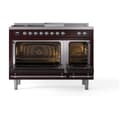 Nostalgie II 48 UP48FSNMPBUC Freestanding Dual Fuel Range with 5 Sealed Burners with Griddle and French Top Double Oven with Triple Glass Door with Chrome knobs view 3