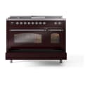 Nostalgie II 48 UP48FSNMPBUC Freestanding Dual Fuel Range with 5 Sealed Burners with Griddle and French Top Double Oven with Triple Glass Door with Chrome knobs view 6