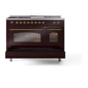 Nostalgie II 48 UP48FSNMPBUG Freestanding Dual Fuel Range with 5 Sealed Burners with Griddle and French Top Double Oven with Triple Glass Door with Brass knobs view 6