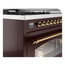 Nostalgie II 48 UP48FSNMPBUG Freestanding Dual Fuel Range with 5 Sealed Burners with Griddle and French Top Double Oven with Triple Glass Door with Brass knobs view 7