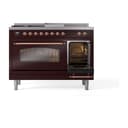 Nostalgie II 48 UP48FSNMPBUP Freestanding Dual Fuel Range with 5 Sealed Burners with Griddle and French Top Double Oven with Triple Glass Door with Copper knobs view 5