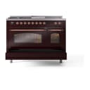 Nostalgie II 48 UP48FSNMPBUP Freestanding Dual Fuel Range with 5 Sealed Burners with Griddle and French Top Double Oven with Triple Glass Door with Copper knobs view 6