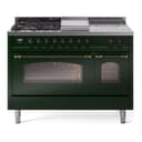 Nostalgie II 48 UP48FSNMPEGB Freestanding Dual Fuel Range with 5 Sealed Burners with Griddle and French Top Double Oven with Triple Glass Door with Bronze knobs view 1