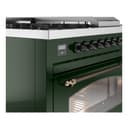 Nostalgie II 48 UP48FSNMPEGB Freestanding Dual Fuel Range with 5 Sealed Burners with Griddle and French Top Double Oven with Triple Glass Door with Bronze knobs view 7