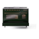 Nostalgie II 48 UP48FSNMPEGG Freestanding Dual Fuel Range with 5 Sealed Burners with Griddle and French Top Double Oven with Triple Glass Door with Brass knobs view 6