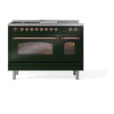 Nostalgie II 48 UP48FSNMPEGP Freestanding Dual Fuel Range with 5 Sealed Burners with Griddle and French Top Double Oven with Triple Glass Door with Copper knobs view 2