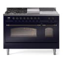 Nostalgie II 48 UP48FSNMPMBB Freestanding Dual Fuel Range with 5 Sealed Burners with Griddle and French Top Double Oven with Triple Glass Door with Bronze knobs view 1