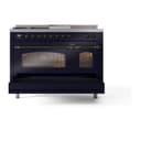 Nostalgie II 48 UP48FSNMPMBB Freestanding Dual Fuel Range with 5 Sealed Burners with Griddle and French Top Double Oven with Triple Glass Door with Bronze knobs view 6