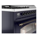 Nostalgie II 48 UP48FSNMPMBB Freestanding Dual Fuel Range with 5 Sealed Burners with Griddle and French Top Double Oven with Triple Glass Door with Bronze knobs view 7