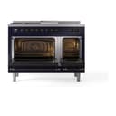 Nostalgie II 48 UP48FSNMPMBB Freestanding Dual Fuel Range with 5 Sealed Burners with Griddle and French Top Double Oven with Triple Glass Door with Bronze knobs view 3