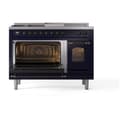 Nostalgie II 48 UP48FSNMPMBB Freestanding Dual Fuel Range with 5 Sealed Burners with Griddle and French Top Double Oven with Triple Glass Door with Bronze knobs view 4
