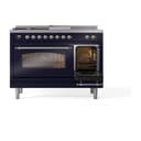 Nostalgie II 48 UP48FSNMPMBC Freestanding Dual Fuel Range with 5 Sealed Burners with Griddle and French Top Double Oven with Triple Glass Door with Chrome knobs view 5