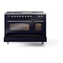 Nostalgie II 48 UP48FSNMPMBC Freestanding Dual Fuel Range with 5 Sealed Burners with Griddle and French Top Double Oven with Triple Glass Door with Chrome knobs view 6