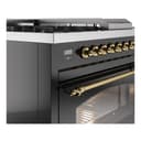 Nostalgie II 48 UP48FSNMPMBG Freestanding Dual Fuel Range with 5 Sealed Burners with Griddle and French Top Double Oven with Triple Glass Door with Brass knobs view 7