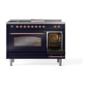 Nostalgie II 48 UP48FSNMPMBP Freestanding Dual Fuel Range with 5 Sealed Burners with Griddle and French Top Double Oven with Triple Glass Door with Copper knobs view 5