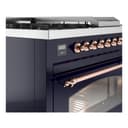 Nostalgie II 48 UP48FSNMPMBP Freestanding Dual Fuel Range with 5 Sealed Burners with Griddle and French Top Double Oven with Triple Glass Door with Copper knobs view 7